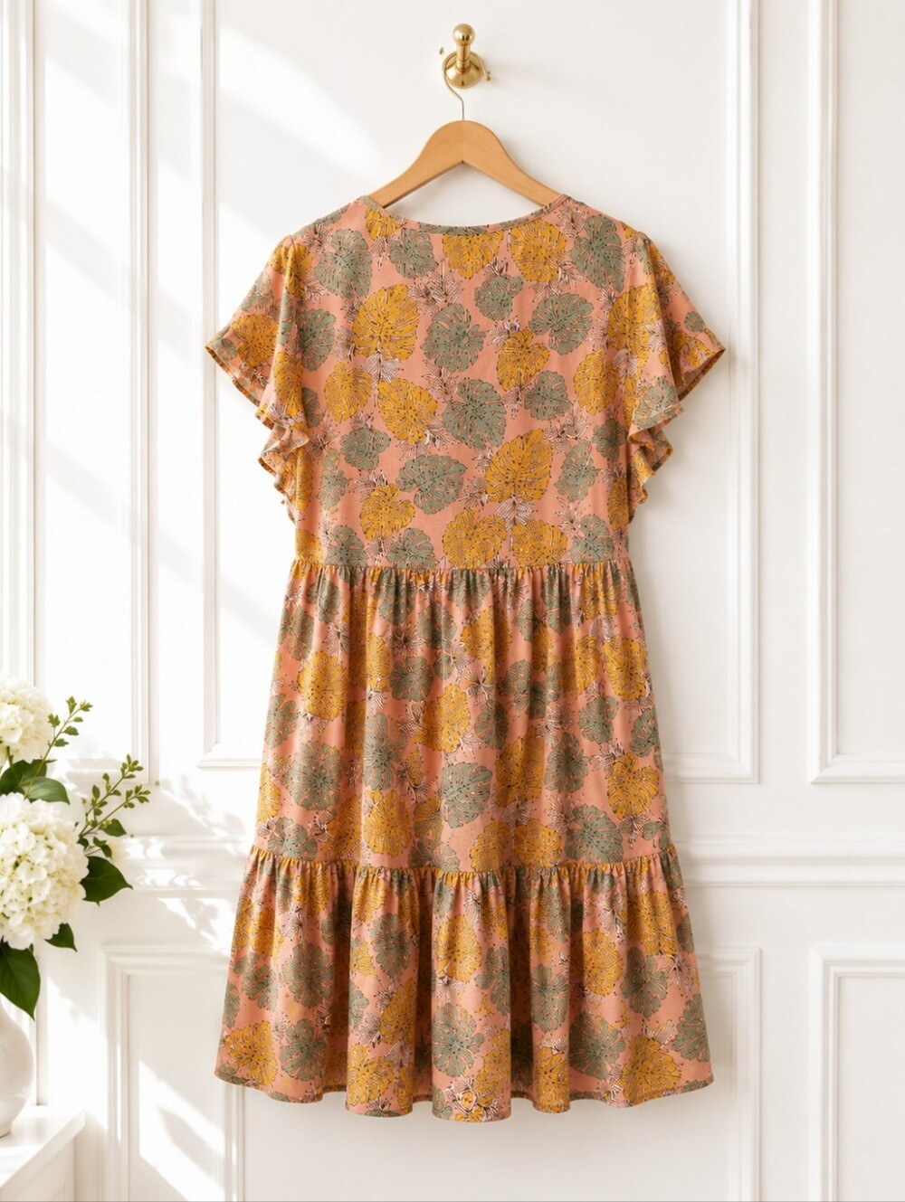 SHEIN Curve Floral Babydoll Sundress | Pink Flutter Sleeve Mini Dress | Size 1XL - Picture 6 of 8